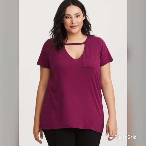 torrid Tops - Last One! Torrid 6X  Berry Choker Blouse Tee NWT